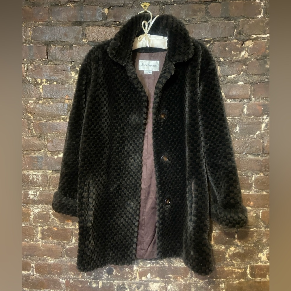 Vintage faux fur checkered coat